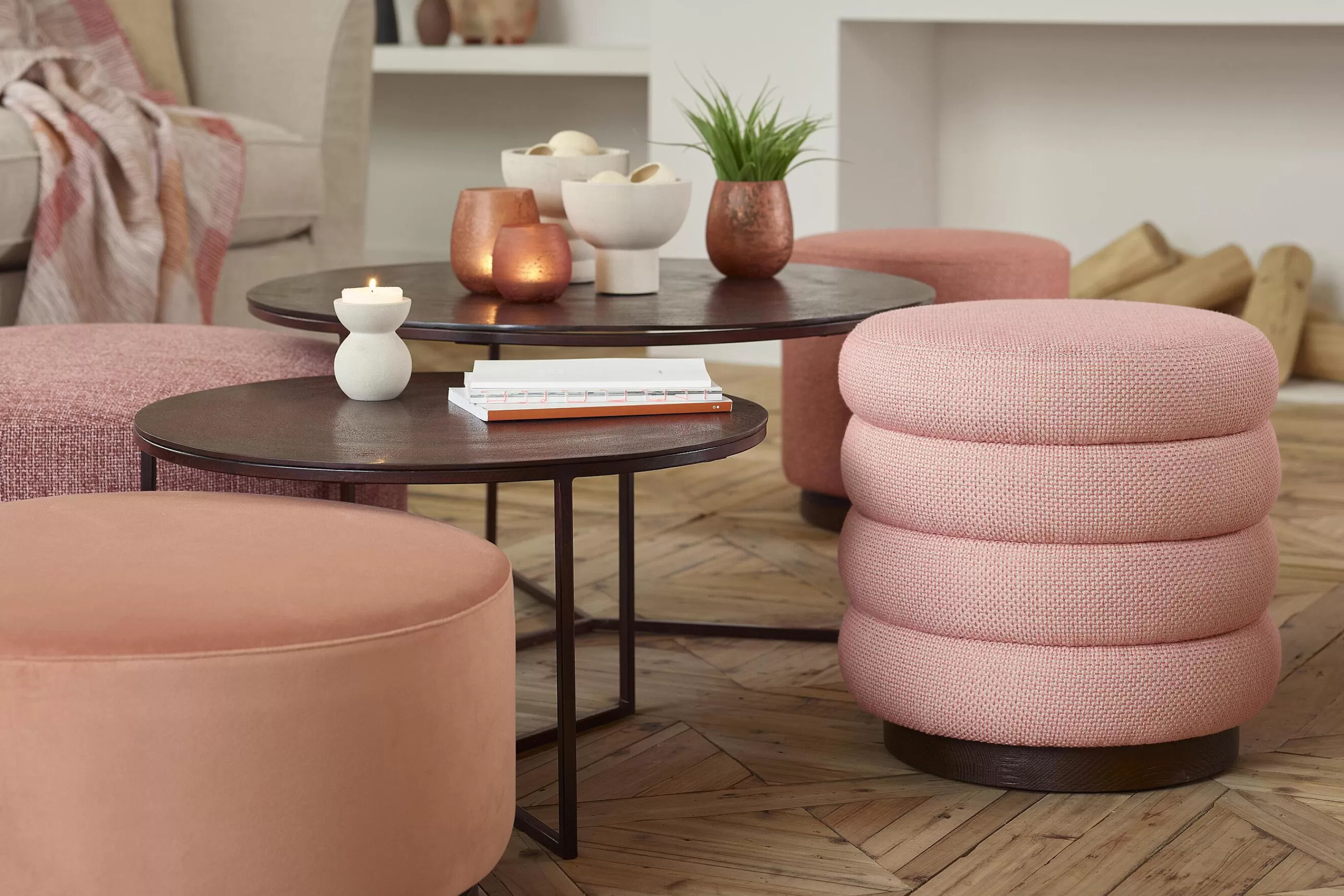 Flamant Beatrice, Poef, Rond, Roze | Banken